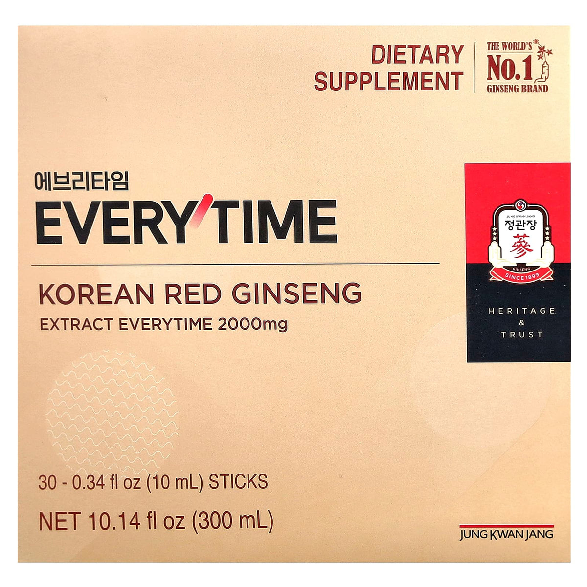 JungKwanJang Korean Red Ginseng Extract Everytime, 30 x 10 ml Sticks