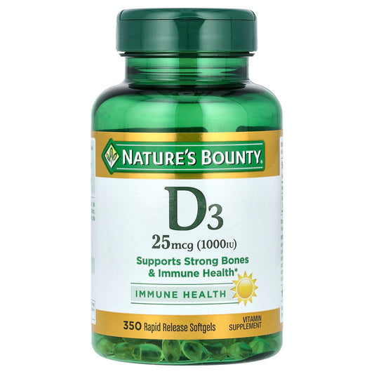 Nature's Bounty D3, 25 mcg (1,000 IU), 350 Rapid Release Softgels