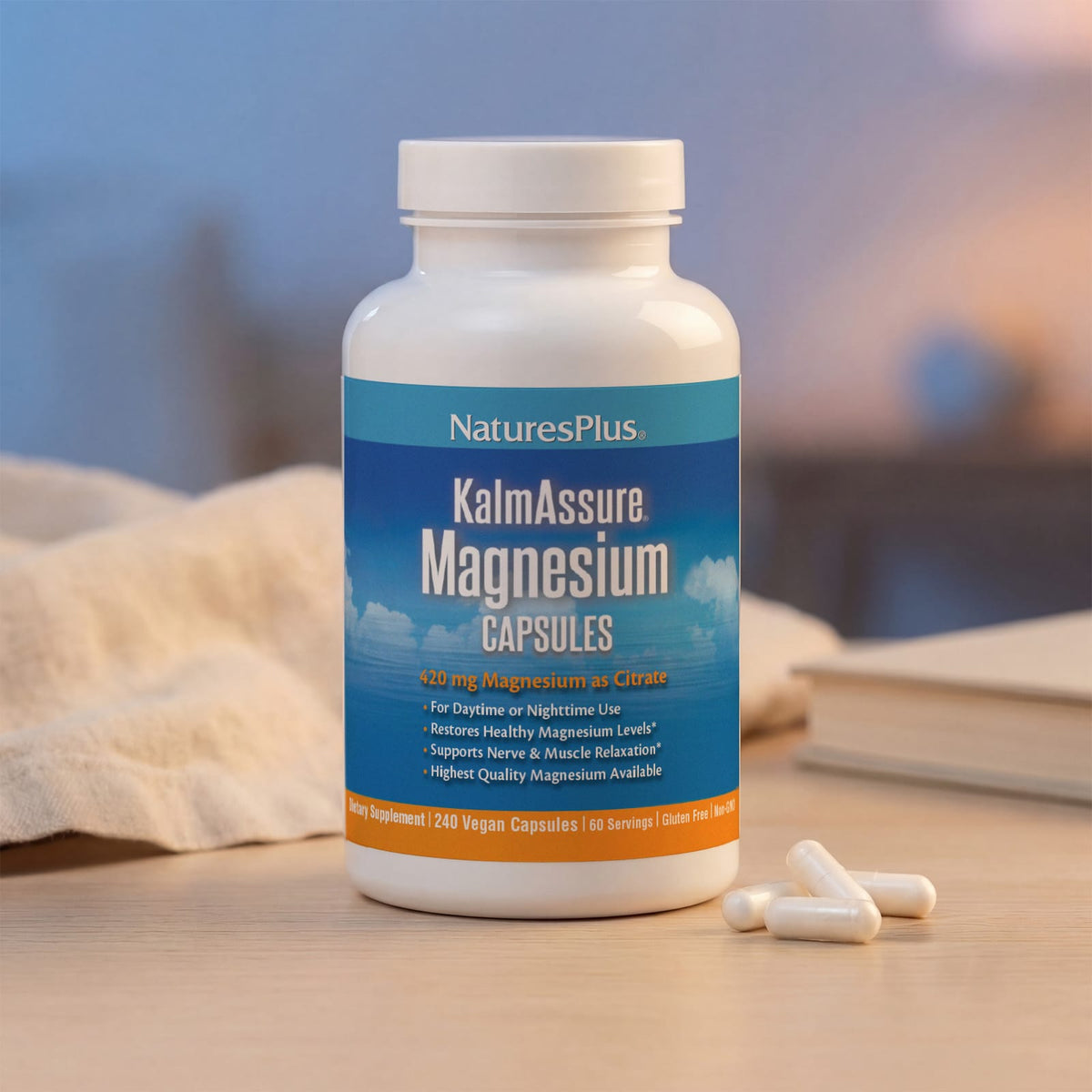 NaturesPlus KalmAssure Magnesium, 240 Vegan Capsules (105 mg per Capsule) - view 5