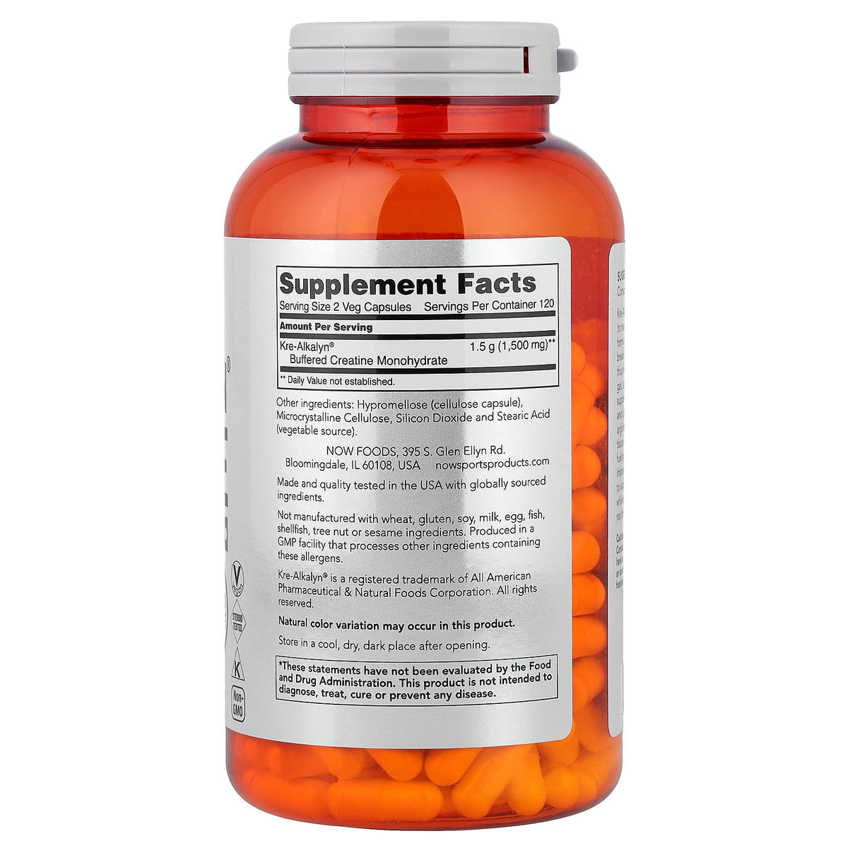 NOW Foods Sports Kre-Alkalyn Creatine, 240 Veg Capsules (0.75 g per Capsule) — alternate product view