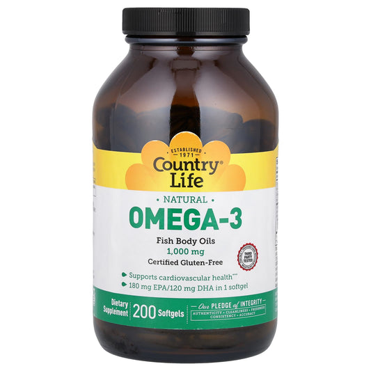 Country Life Natural Omega-3, 1,000 mg, 200 Softgels