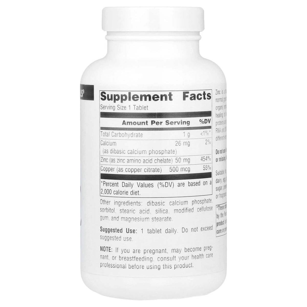 Source Naturals Zinc 50 mg, 250 Tablets - view 2