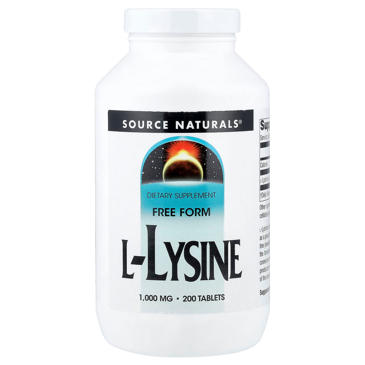 Source Naturals L-Lysine, 1,000 mg, 200 Tablets
