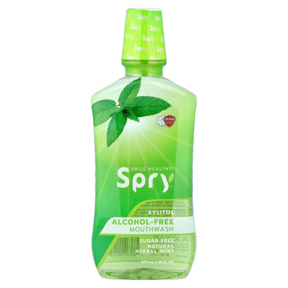 Xlear Spry Alcohol-Free Mouth Wash, Natural Herbal Mint, 473 ml (16 fl oz)