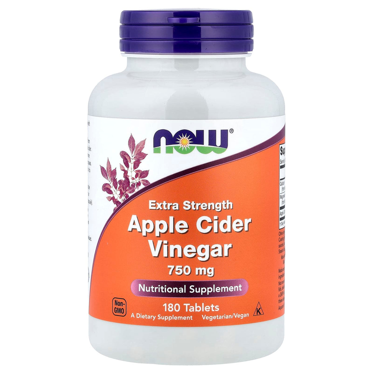 NOW Foods Apple Cider Vinegar 750 mg, 180 Tablets