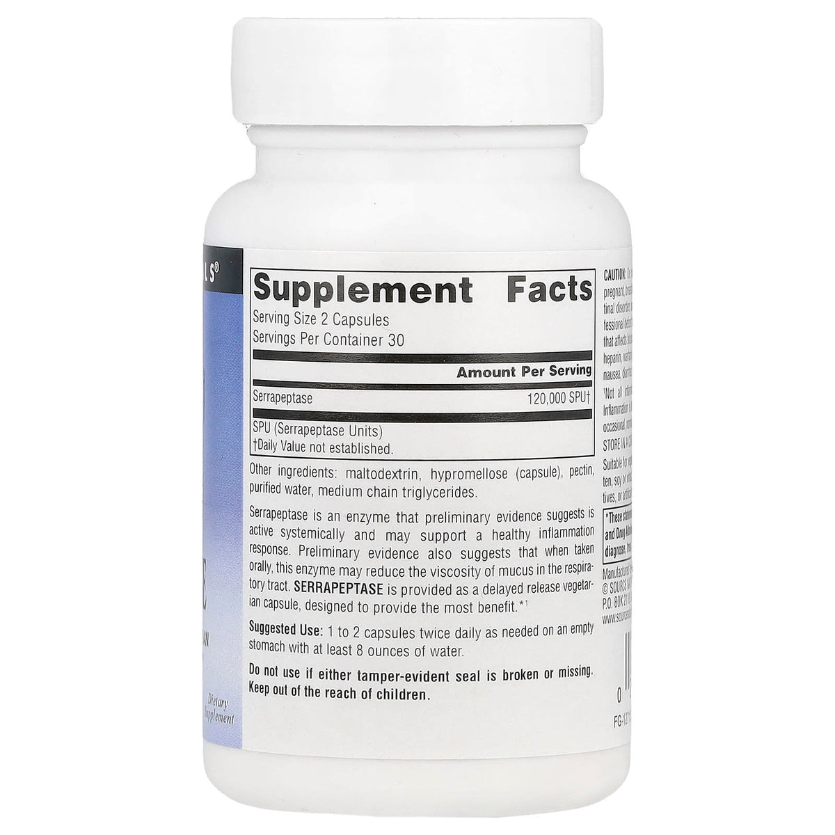 Source Naturals Serrapeptase, 60 Capsules (60,000 SPU per Capsule) — alternate product view