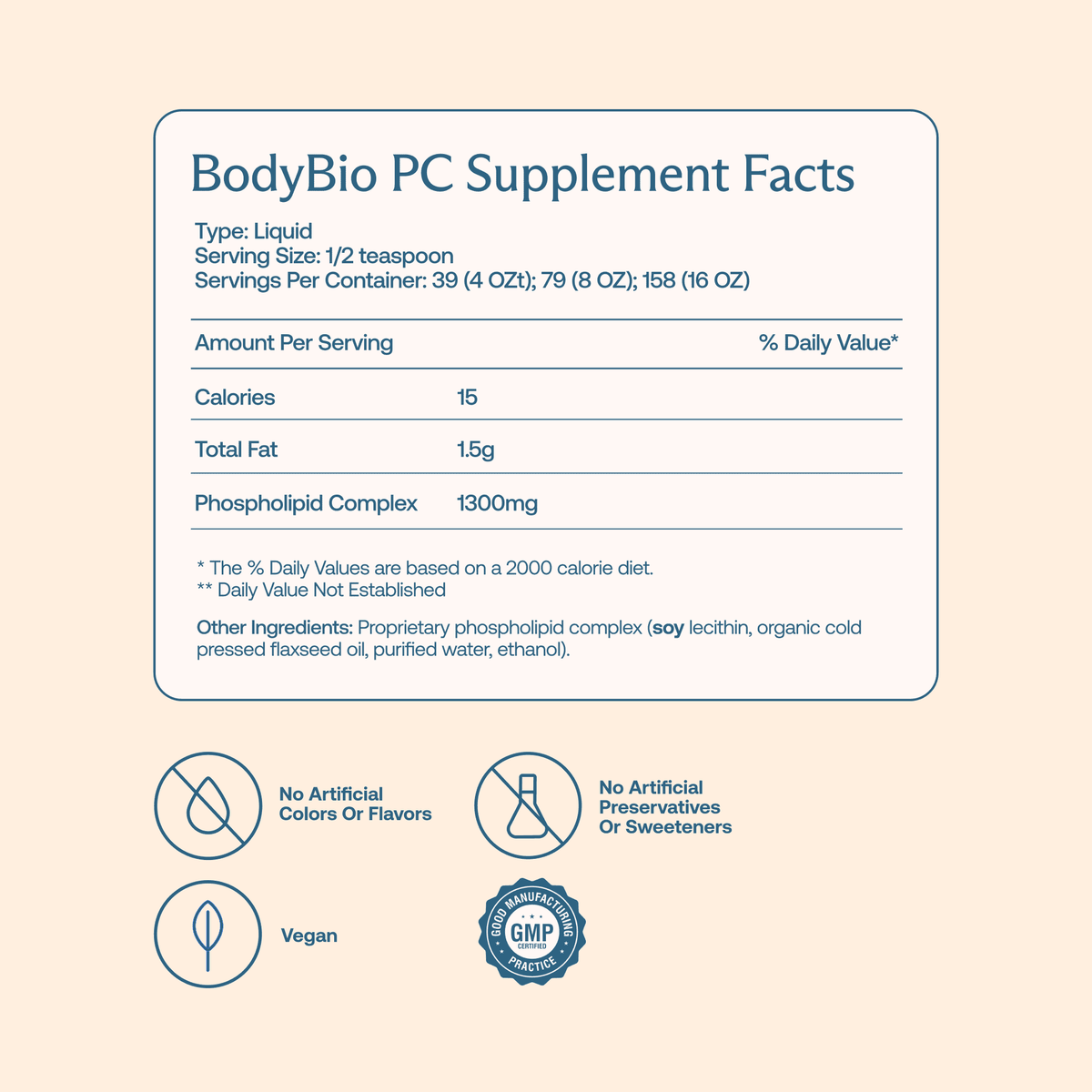 BodyBio PC Liposomal Phospholipid Complex, 236 ml (8 fl oz) - view 3