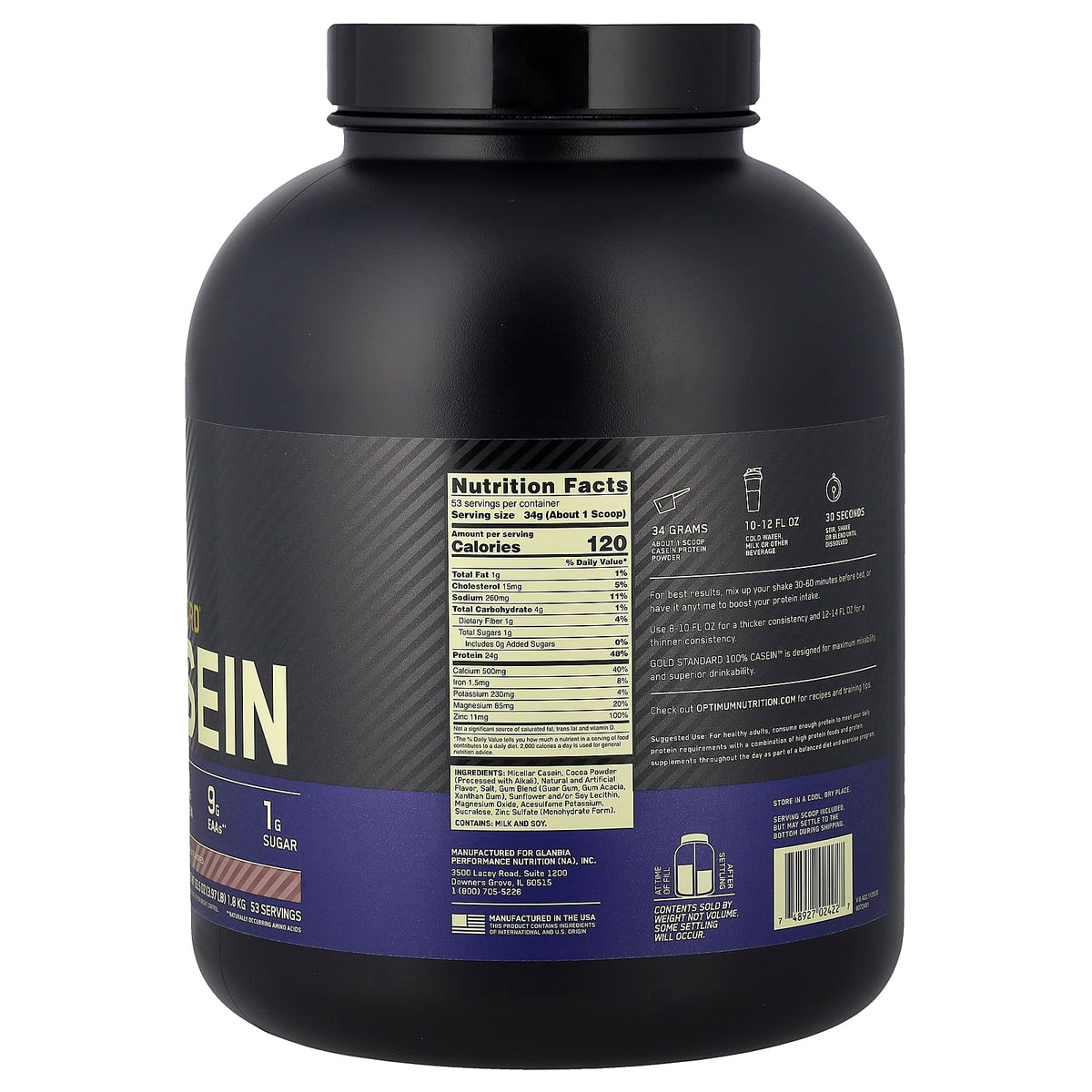 Optimum Nutrition Gold Standard 100% Casein, Chocolate Supreme, 1.8 kg (3.97 lb) - view 2