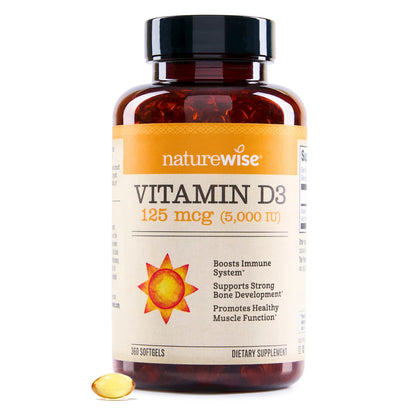 NatureWise Vitamin D3, 125 mcg (5,000 IU), 360 Softgels - view 3
