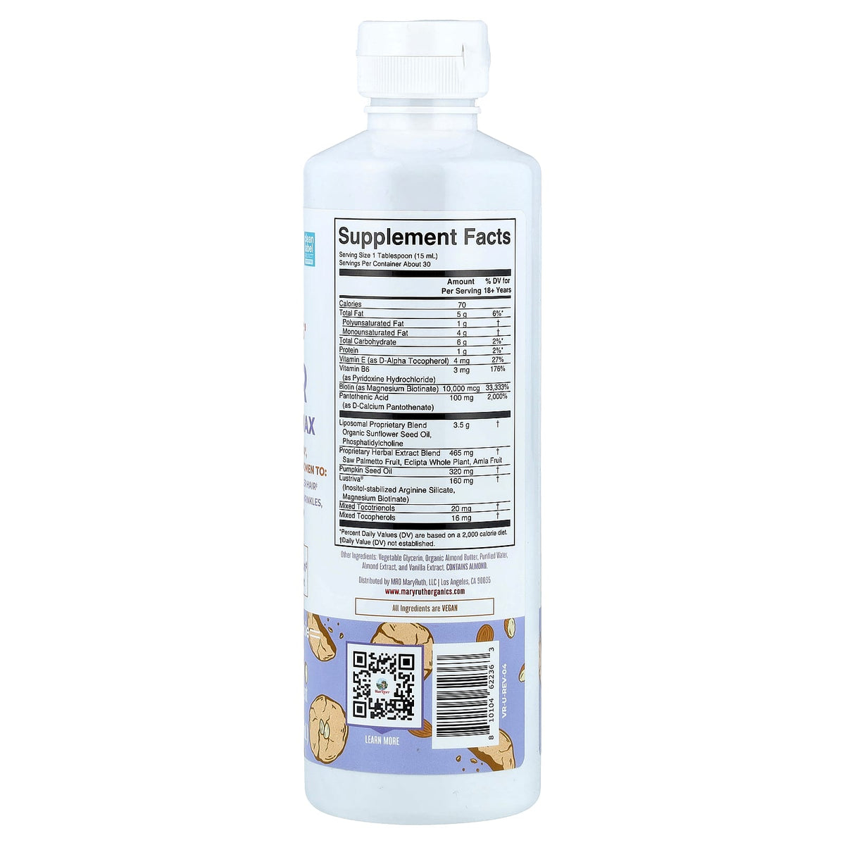 MaryRuth's Hair Growth Max Liposomal, Almond Cookie, 450 ml (15.22 fl oz) - view 2