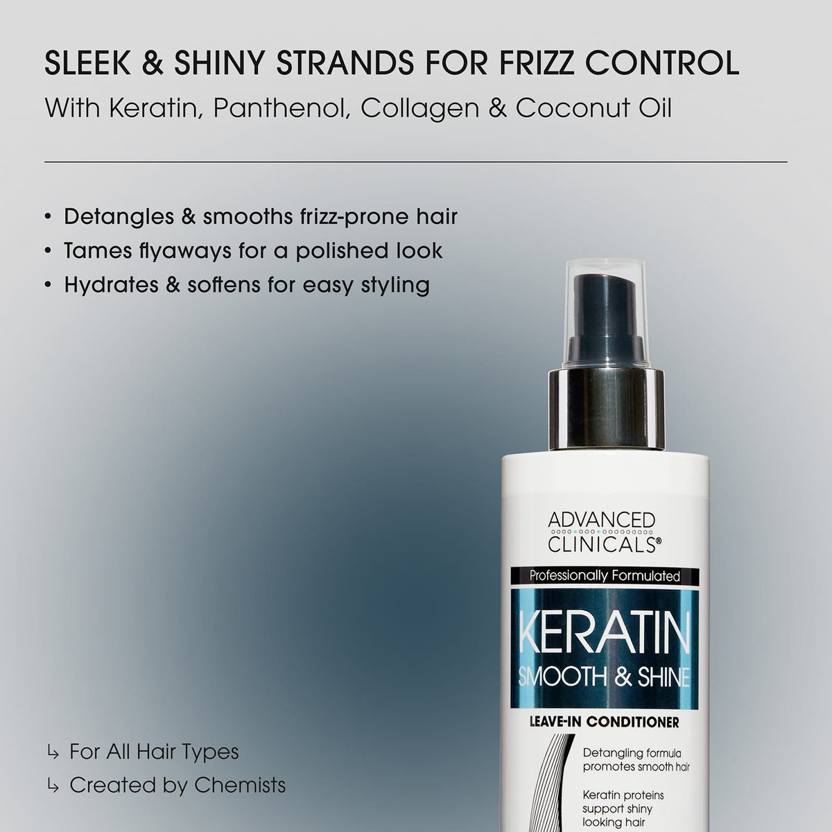 Advanced Clinicals Keratin Smooth & Shine Leave-In Conditioner 237 ml (8 fl oz) - view 3