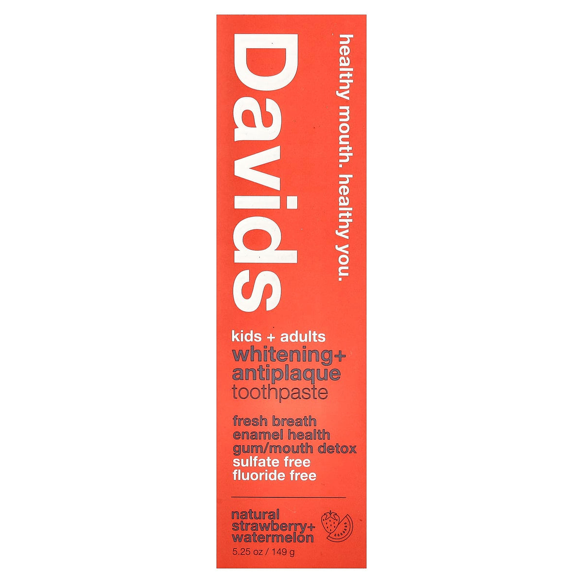 Davids Whitening + Antiplaque Toothpaste, Strawberry Watermelon, 149 g — alternate product view