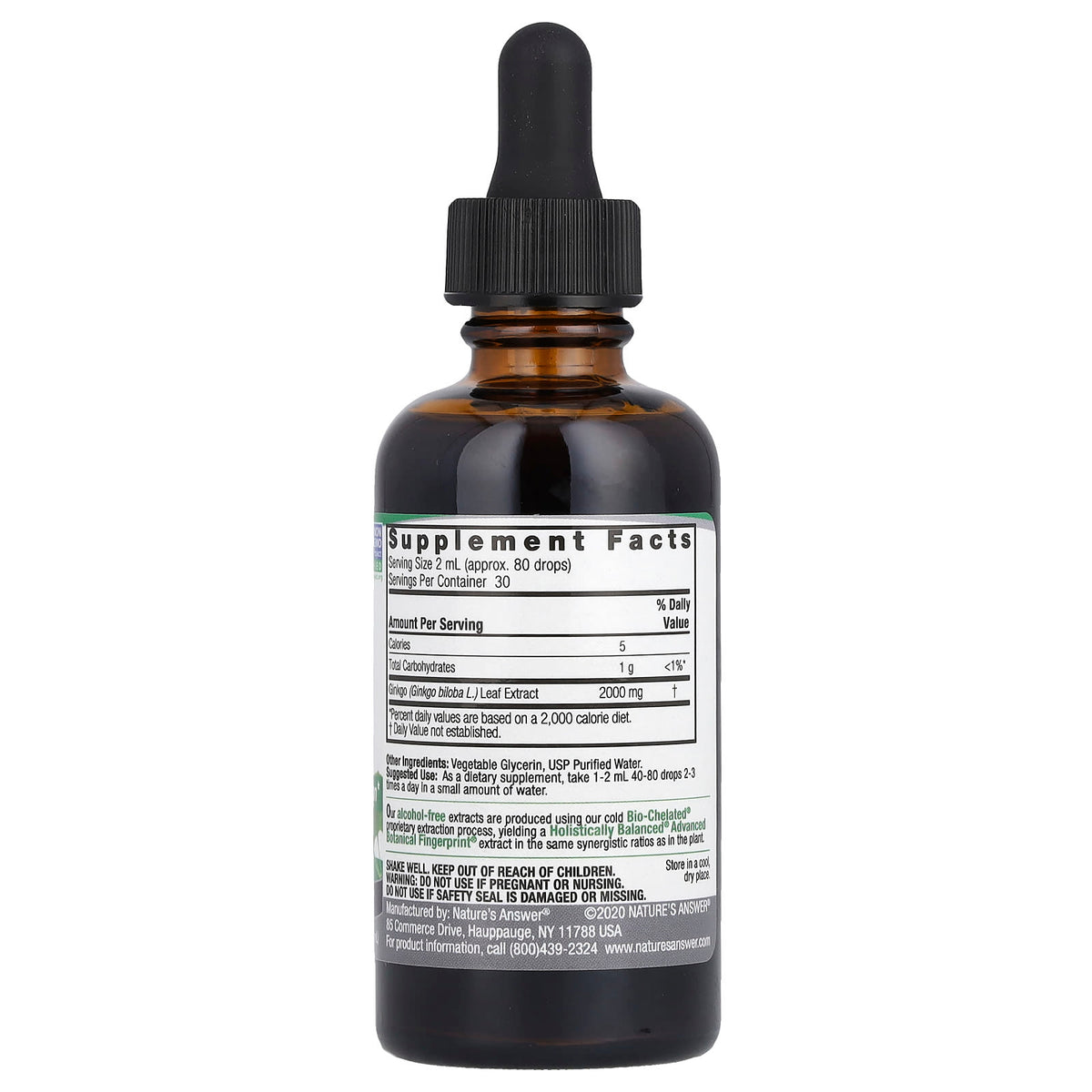 Nature's Answer Ginkgo Leaf Fluid Extract, Alcohol-Free, 60 ml (2 fl oz) - view 2