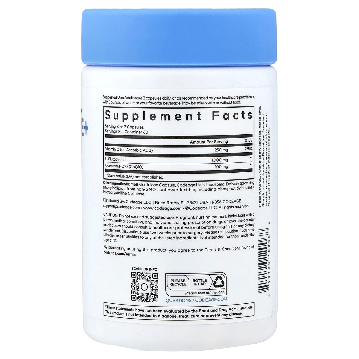 Codeage Liposomal Glutathione+, 120 Vegetable Capsules - view 2