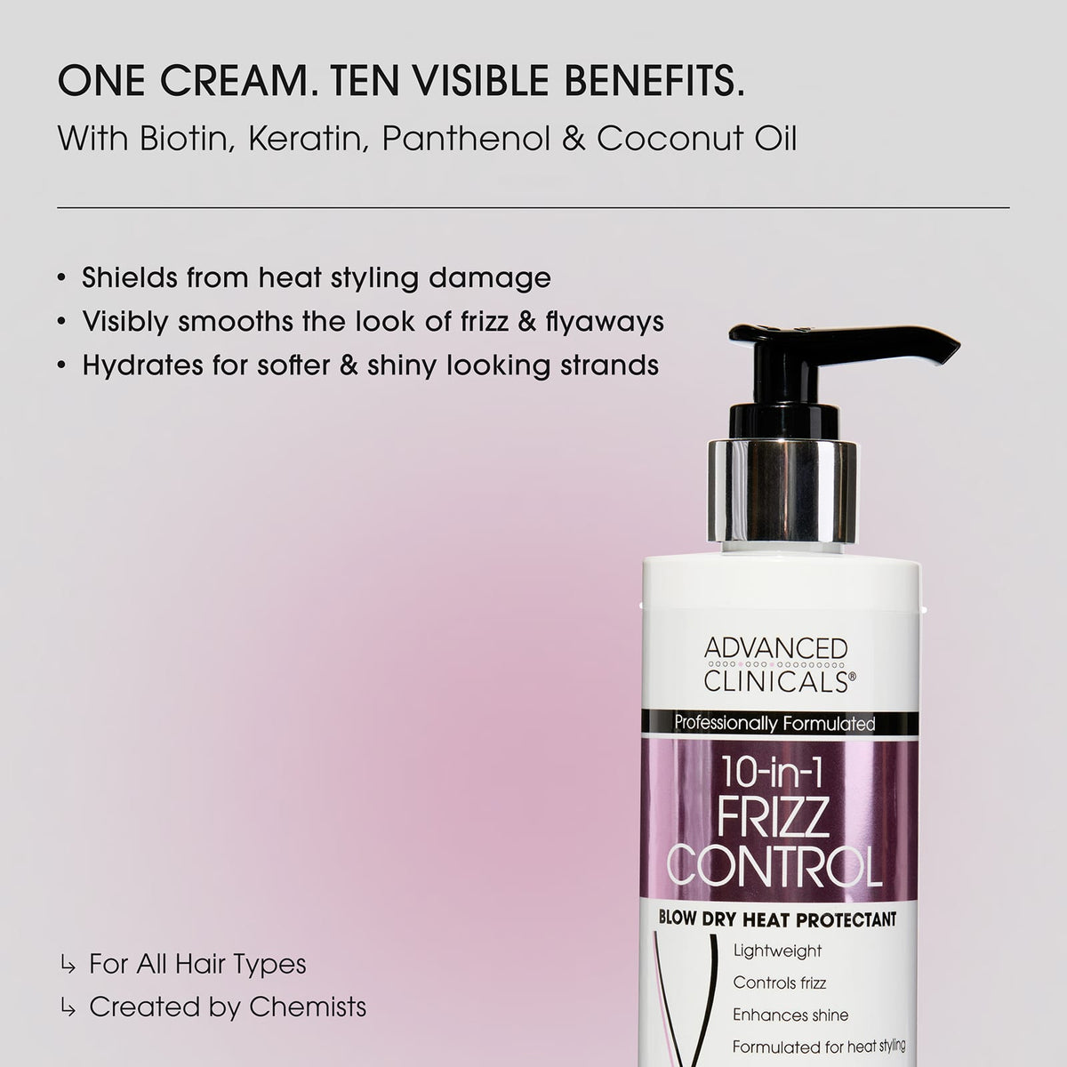 Advanced Clinicals 10-in-1 Frizz Control Heat Protectant 222 ml (7.5 fl oz) - view 3