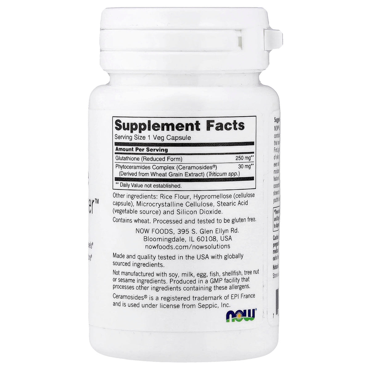 NOW Foods Solutions Glutathione Skin Brightener, 30 Veg Capsules - view 2