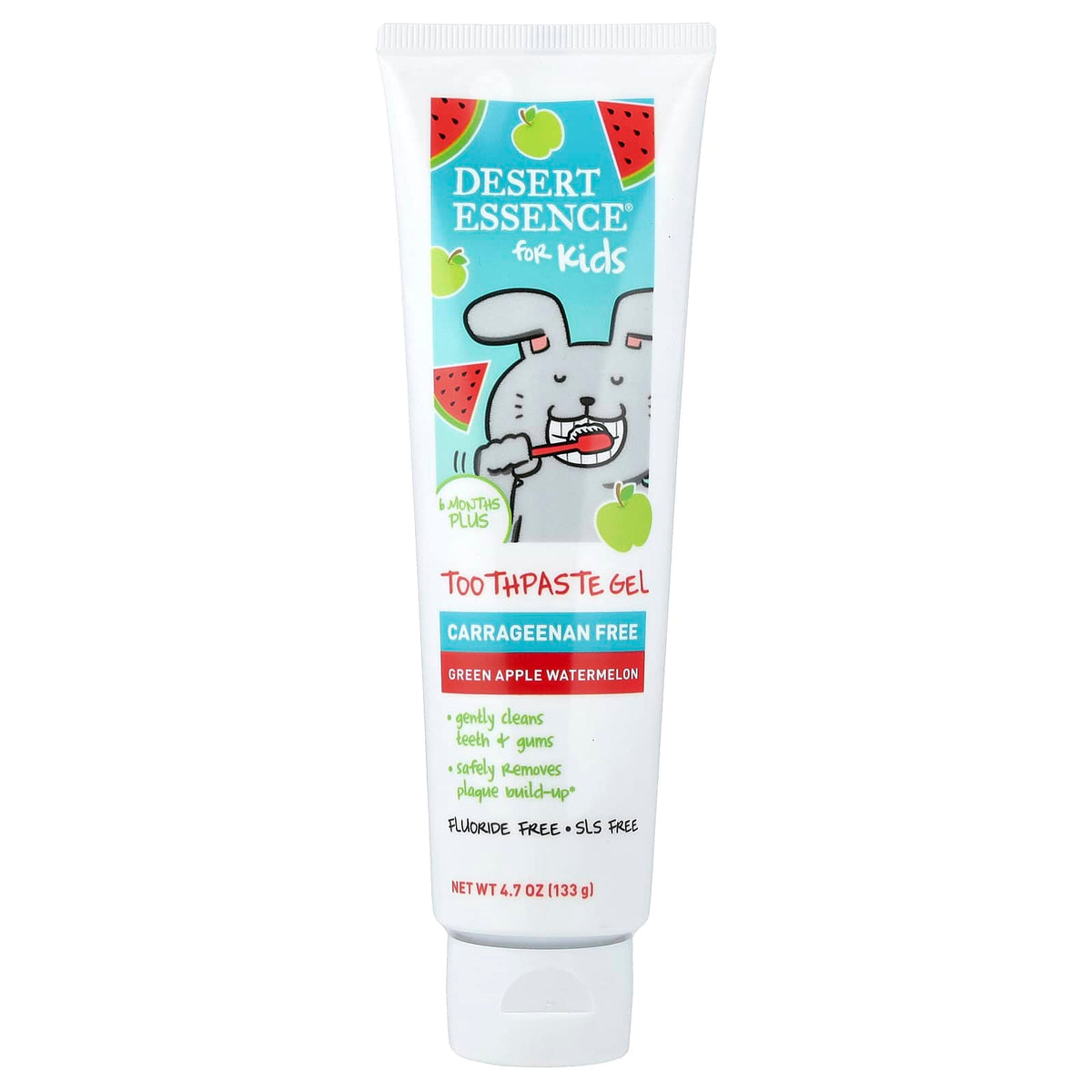Desert Essence Kids Toothpaste Gel, 6 Months+, Green Apple Watermelon, 133 g