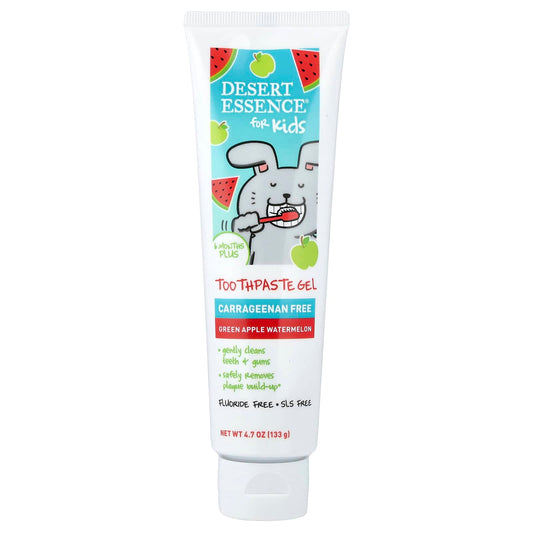 Desert Essence Kids Toothpaste Gel, 6 Months+, Green Apple Watermelon, 133 g