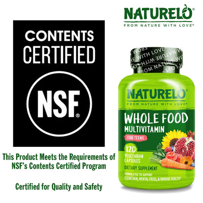 NATURELO Whole Food Multivitamin for Teens, 120 Vegetarian Capsules - view 6