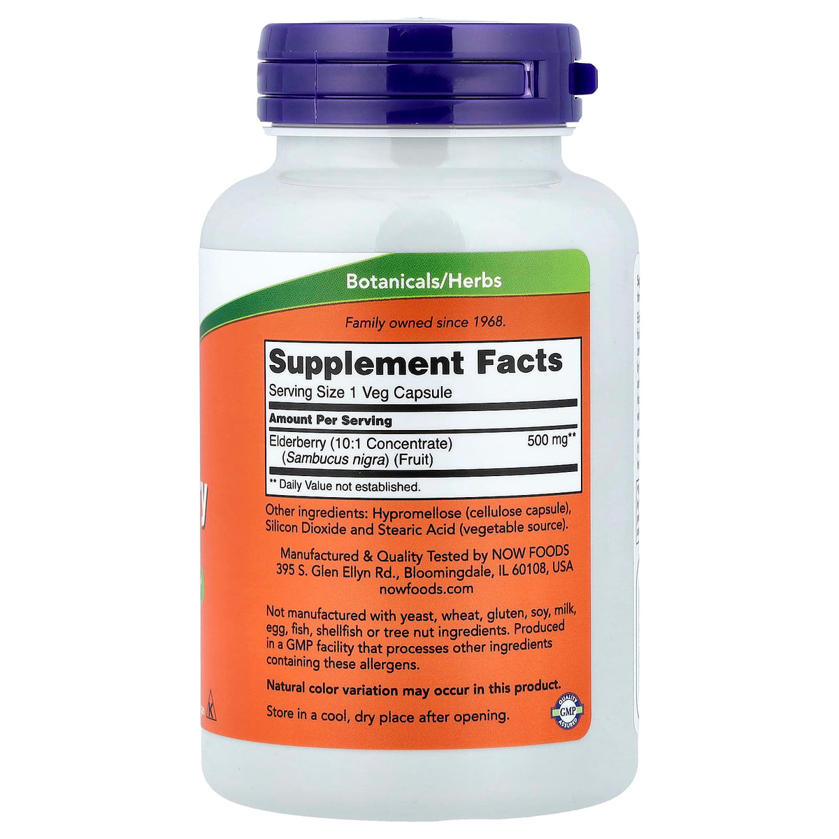 NOW Foods Elderberry 500 mg, 120 Veg Capsules - view 2