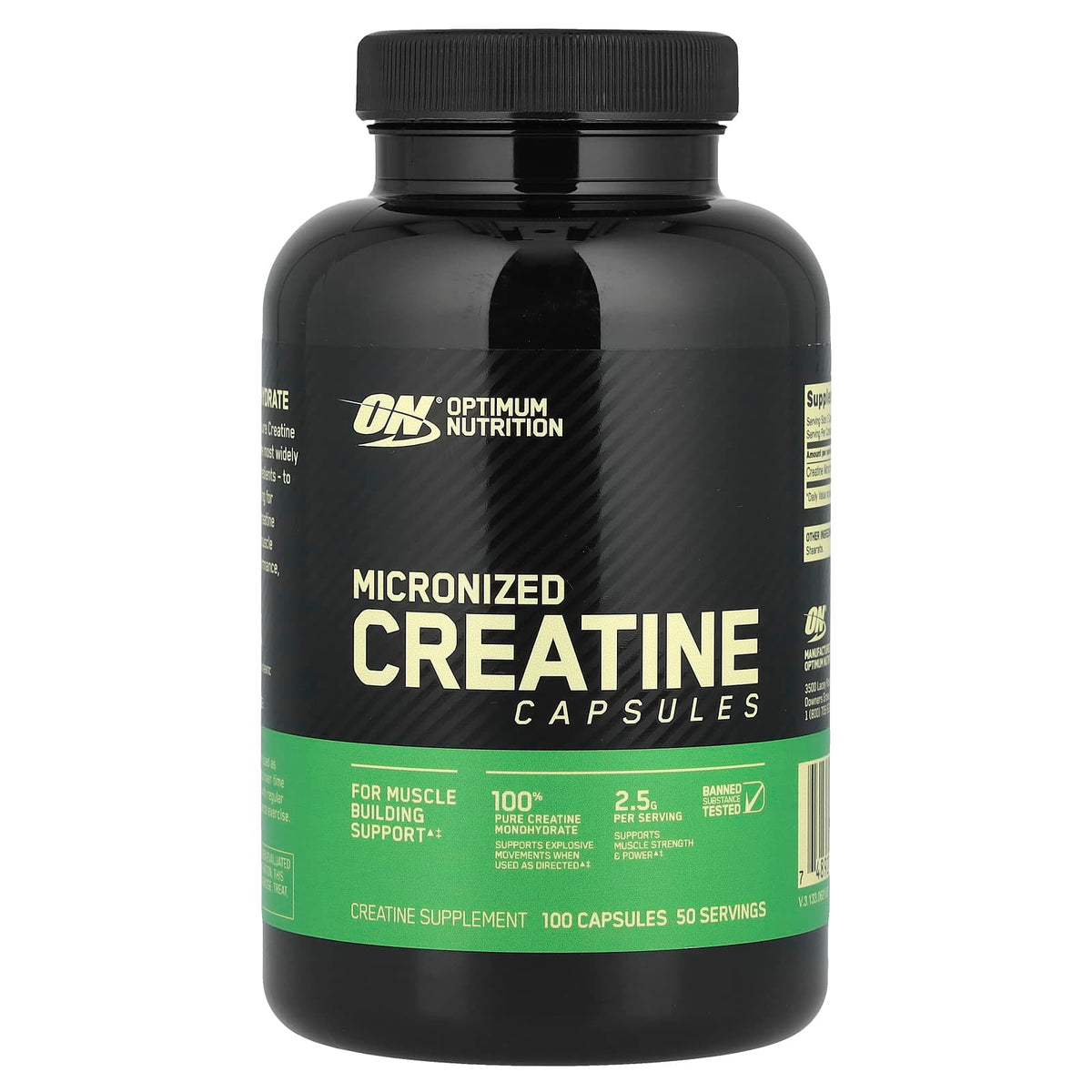 Optimum Nutrition Micronized Creatine Capsules, 1.25 g Each, 100 Capsules