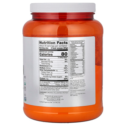 NOW Foods Sports Organic Pea Protein Powder, Unflavoured, 680 g (1.5 lb) - view 2