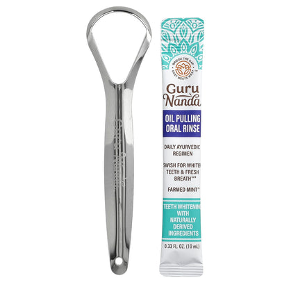 GuruNanda Oil Pulling Oral Rinse, Farmed Mint, 28 Sachets, 10 ml Each - view 3