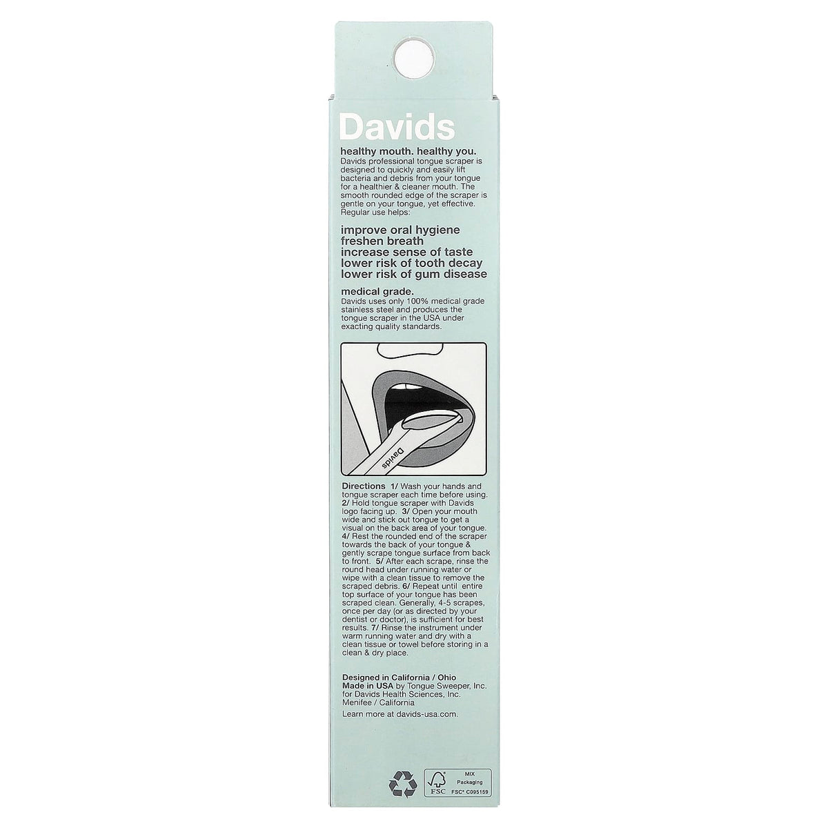 Davids Professional Tongue Scraper, 1 Scraper — alternate product view