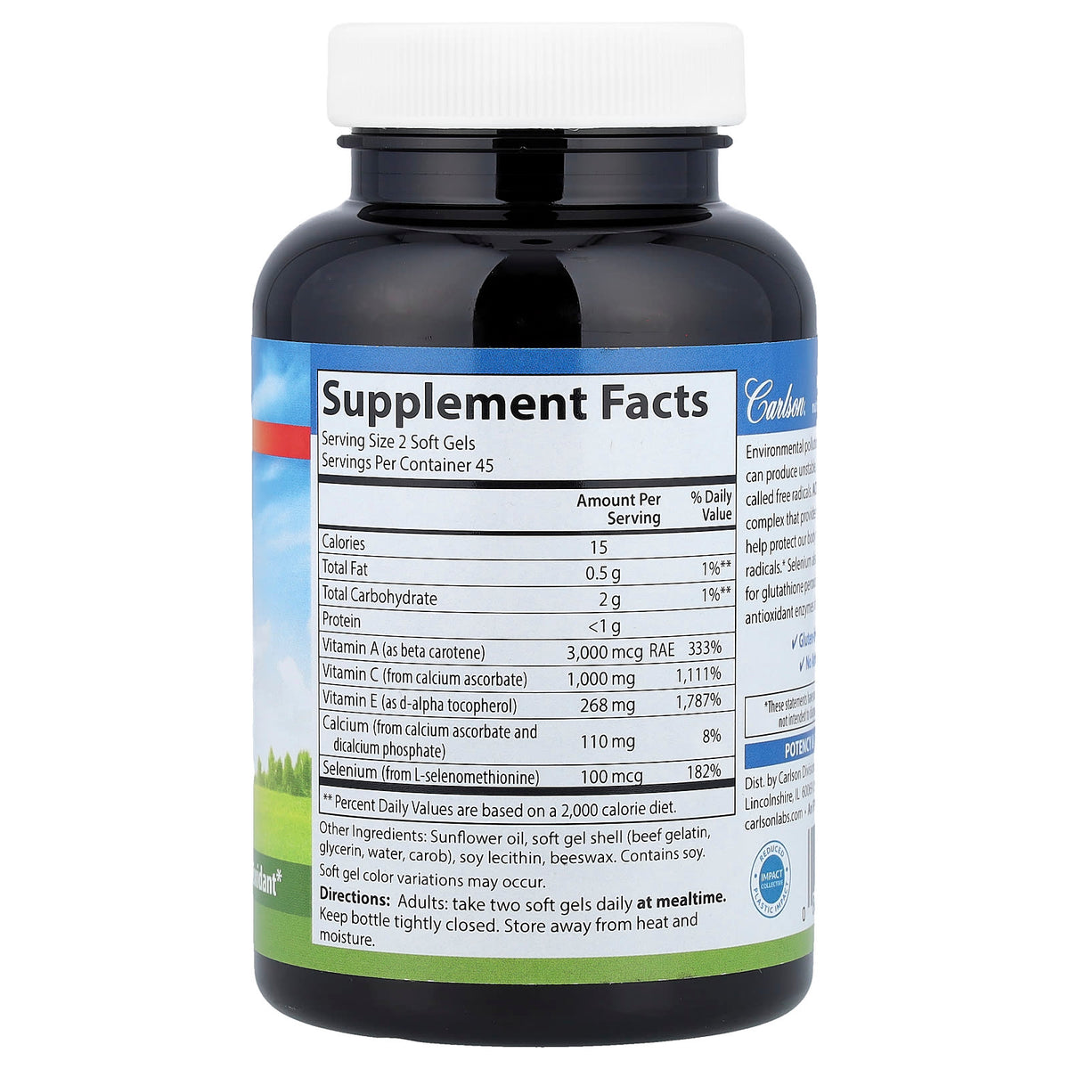 Carlson ACES Vitamins A, C, E + Selenium, 90 Softgels - view 2