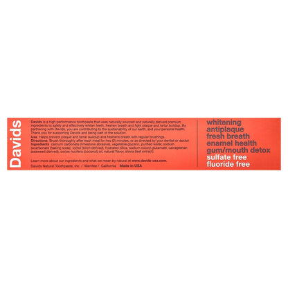 Davids Whitening + Antiplaque Toothpaste, Strawberry Watermelon, 149 g - view 3