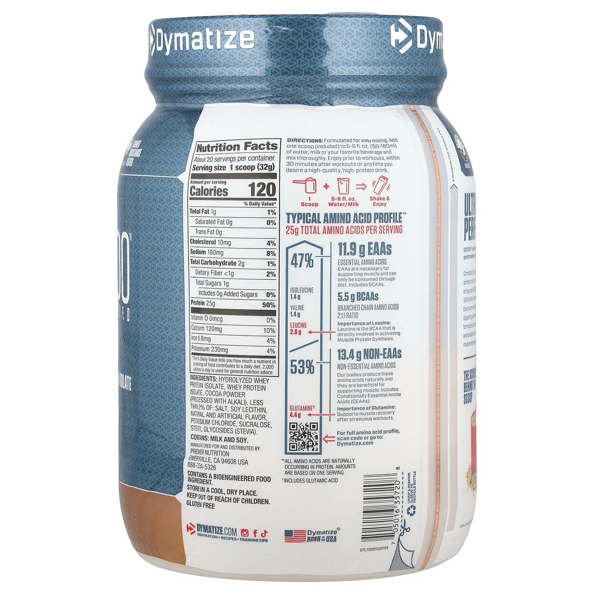 Dymatize ISO100 Hydrolyzed Whey Protein Isolate Gourmet Chocolate 650 g - view 2