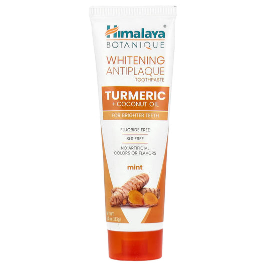 Himalaya Whitening Antiplaque Toothpaste, Turmeric + Coconut Oil, Mint, 113 g