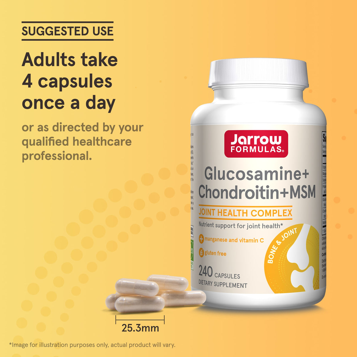 Jarrow Formulas Glucosamine + Chondroitin + MSM, 240 Capsules - view 5