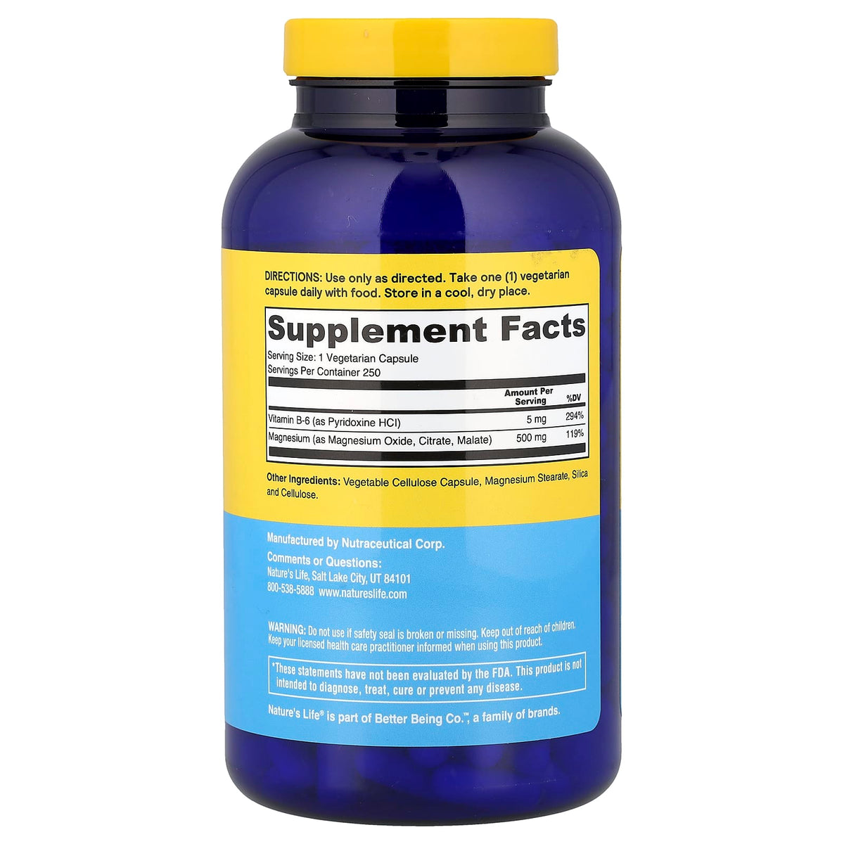 Nature's Life Renewing Magnesium plus Vitamin B-6, 250 Capsules - view 2