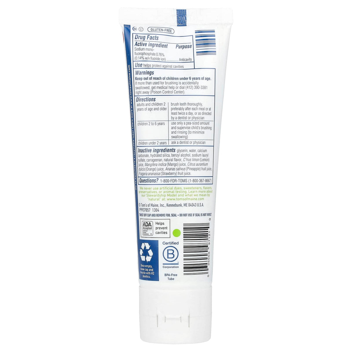 Tom's of Maine Children's Fluoride Toothpaste, Outrageous Orange Mango, 144 g - view 2