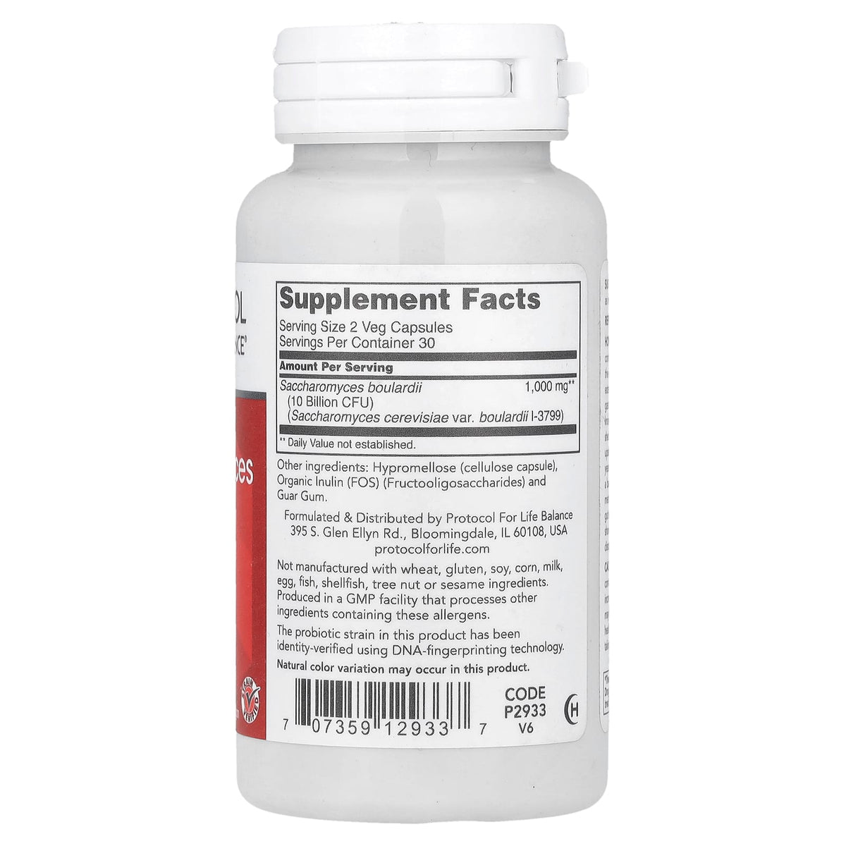 Protocol for Life Balance Saccharomyces Boulardii, 500 mg, 60 Veg Capsules - view 2