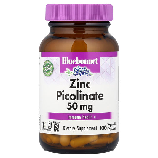 Bluebonnet Nutrition Zinc Picolinate 50 mg, 100 Vegetable Capsules