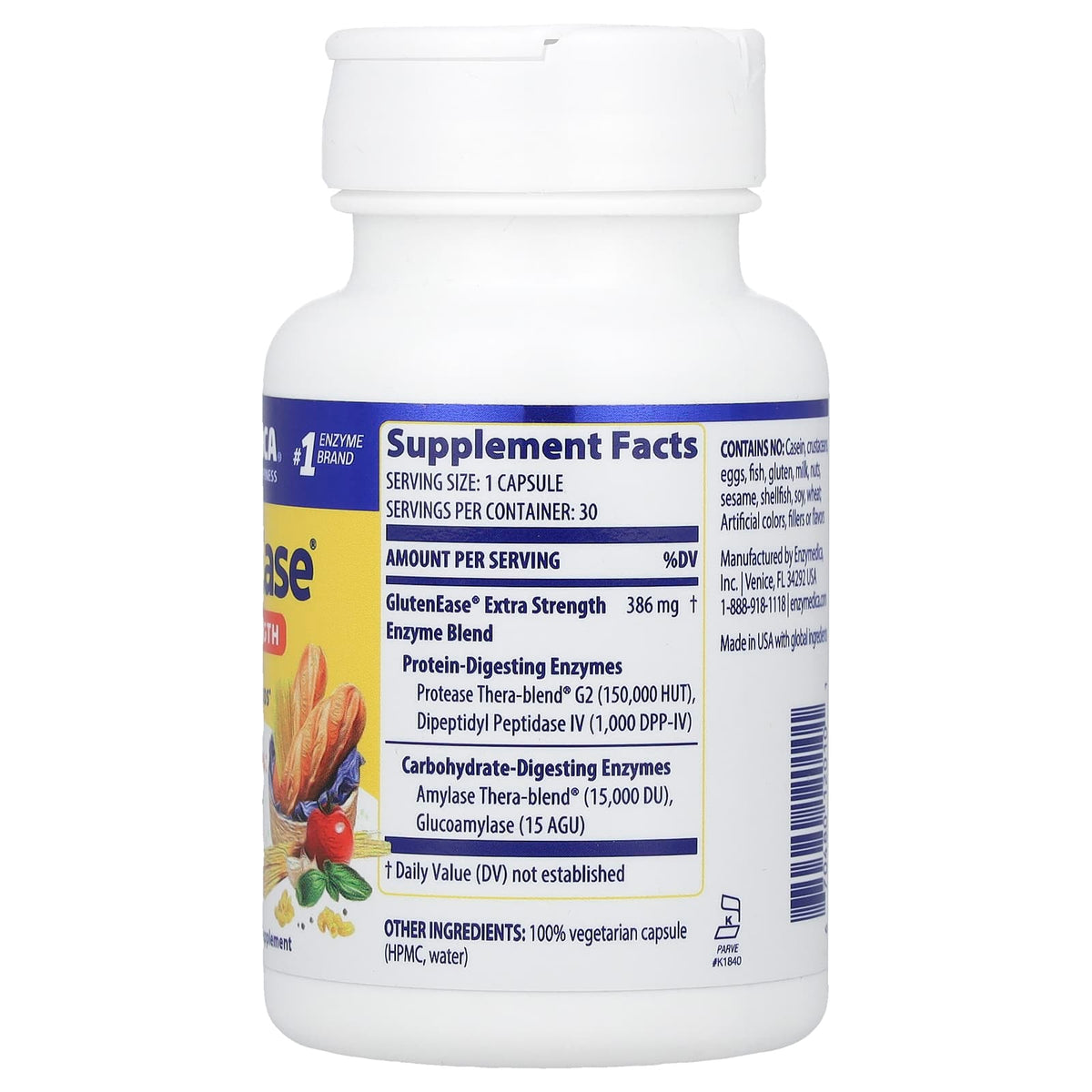 Enzymedica GlutenEase Enzyme Capsules, Extra Strength, 30 Capsules — alternate product view