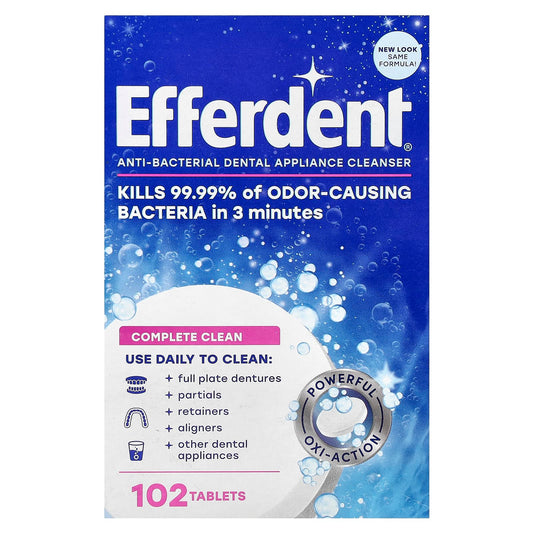 Efferdent Anti-Bacterial Dental Appliance Cleaner, Complete Clean, 102 Tablets