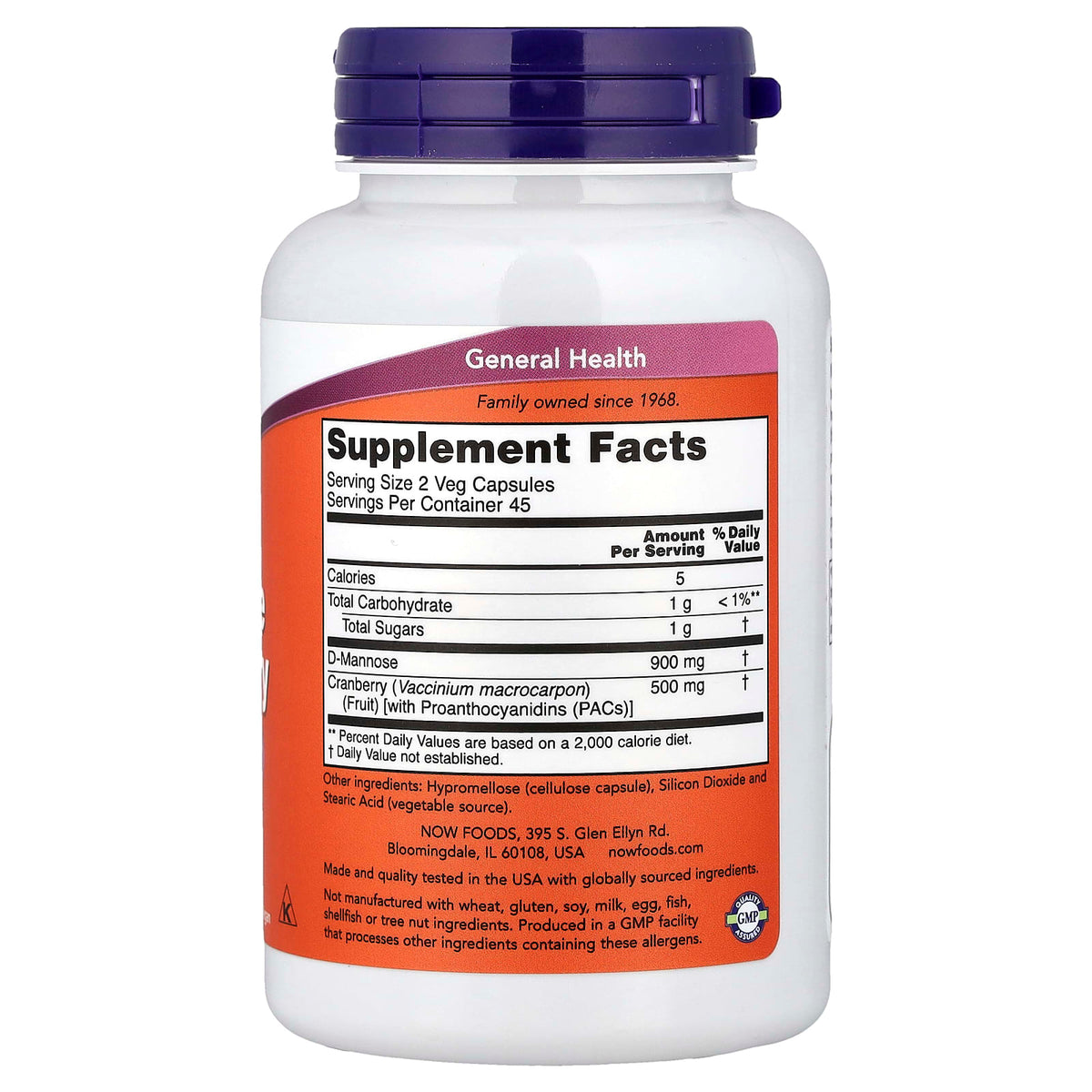 NOW Foods Mannose Cranberry, 90 Veg Capsules - view 2