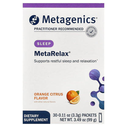 Metagenics MetaRelax Magnesium Powder, Orange Citrus, 30 Packets