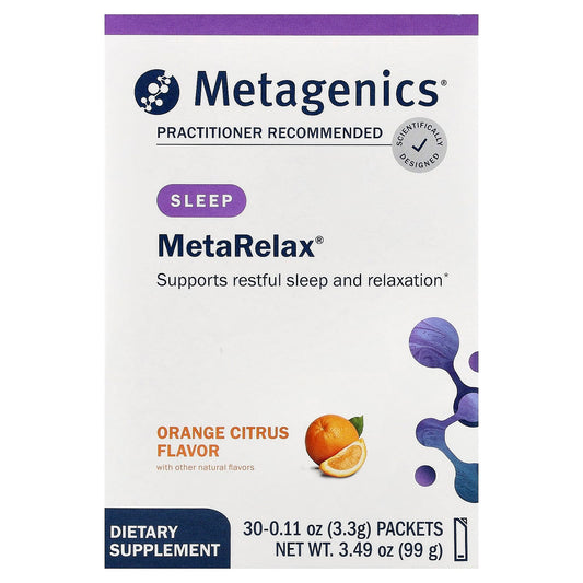 Metagenics MetaRelax Magnesium Powder, Orange Citrus, 30 Packets