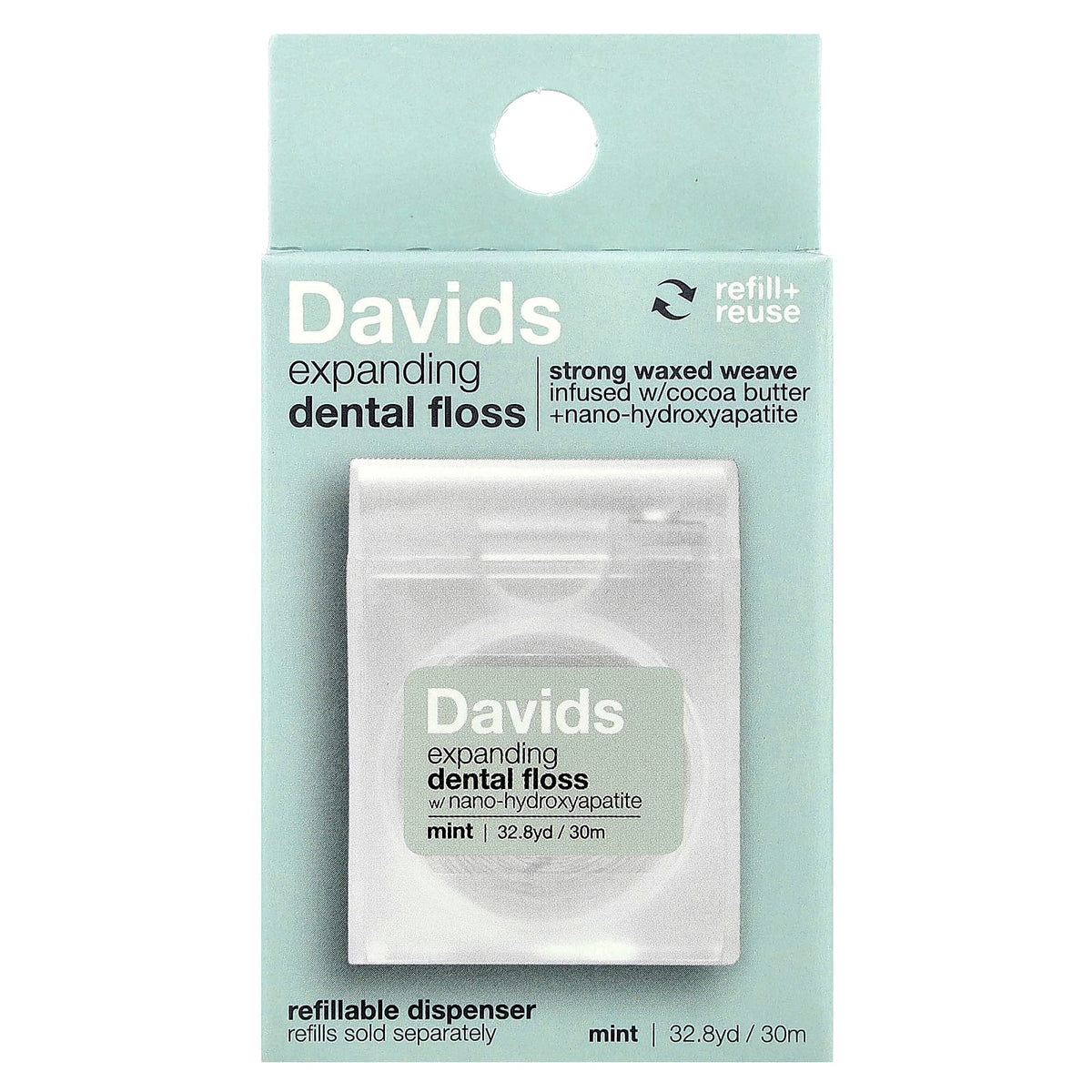 Davids Expanding Dental Floss, Mint, 30 m (32.8 yd) - view 2