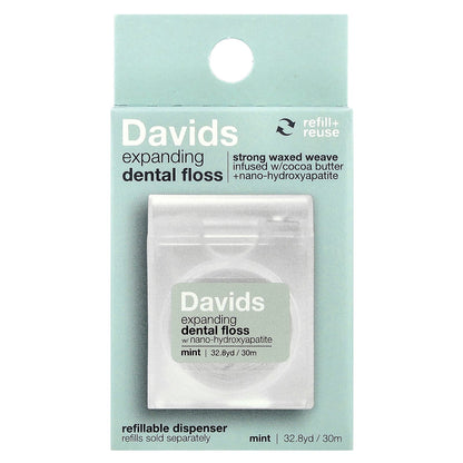 Davids Expanding Dental Floss, Mint, 30 m (32.8 yd) - view 2