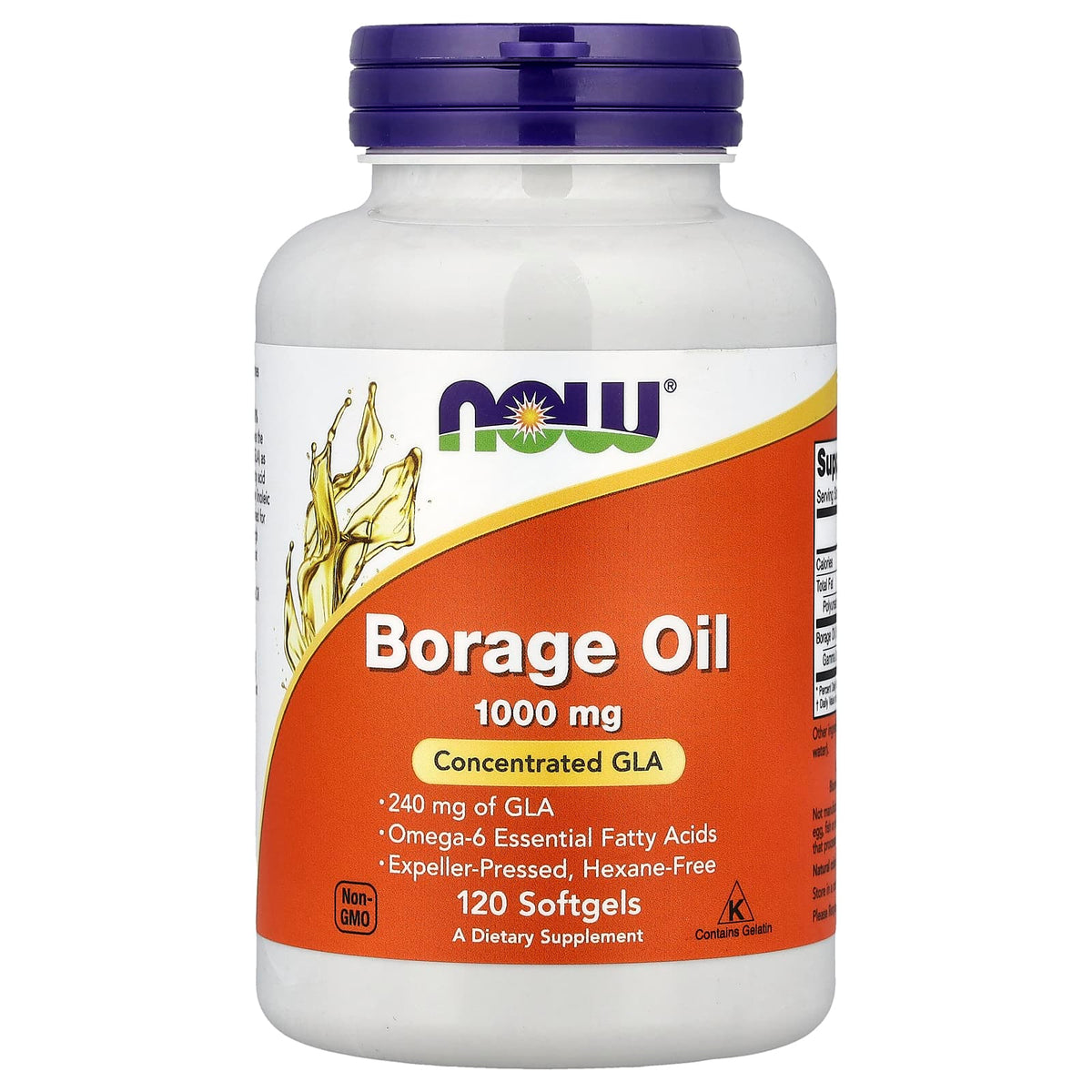 NOW Foods Borage Oil, 120 Softgels — product view