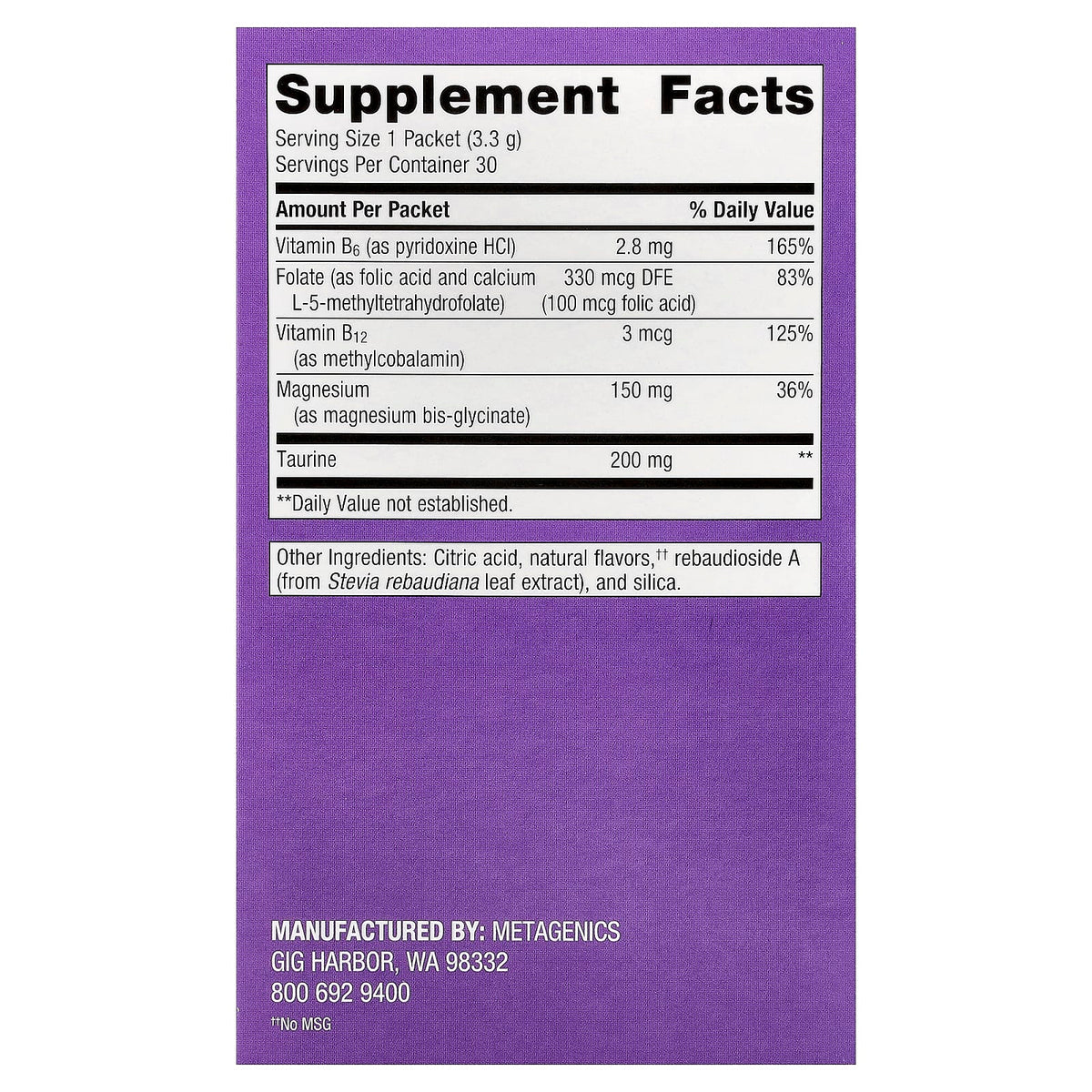 Metagenics MetaRelax Magnesium Powder, Orange Citrus, 30 Packets - view 2