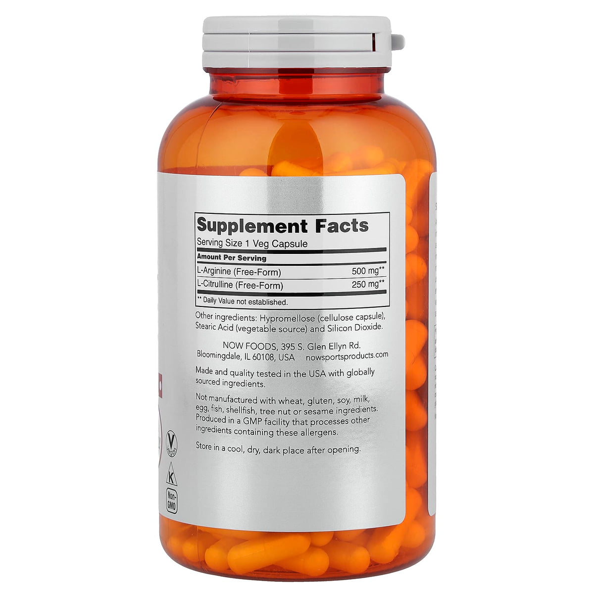 NOW Foods Sports Arginine & Citrulline, 240 Veg Capsules — alternate product view