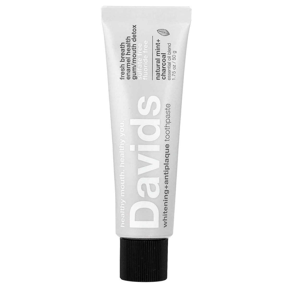 Davids Whitening + Antiplaque Toothpaste, Natural Mint + Charcoal, 50 g — product view