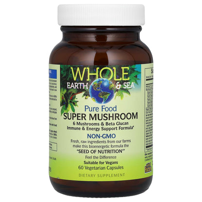 Natural Factors Whole Earth & Sea Super Mushroom 60 Vegetarian Capsules - view 3