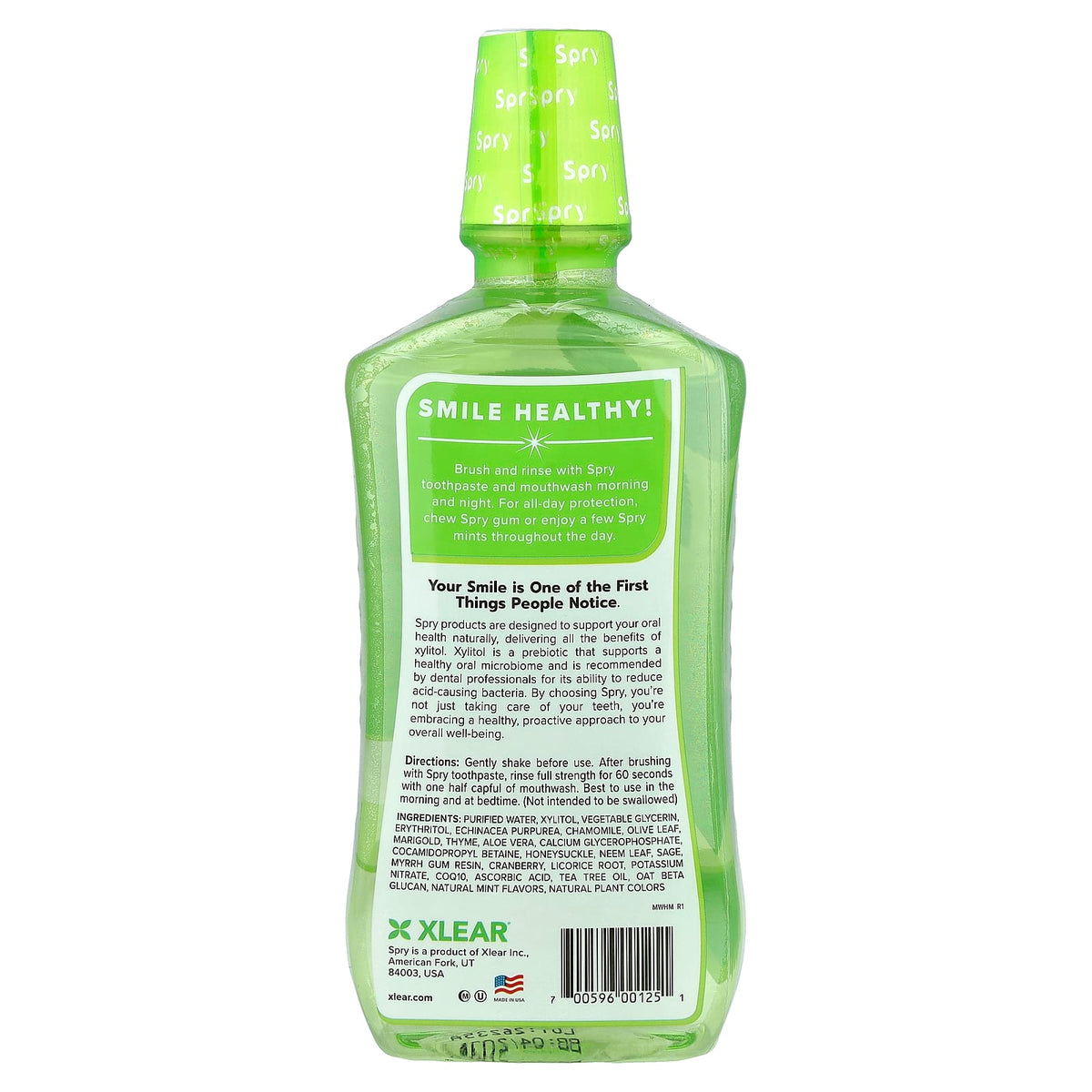 Xlear Spry Alcohol-Free Mouth Wash, Natural Herbal Mint, 473 ml (16 fl oz) - view 2